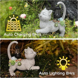 WENYLE Solar Garden Outdoor Statues,Cat Garden Statue with Succulent Solar Lantern, Cat Lover Gifts for Women