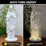 VChymm Virgin Mary Statue 31.49 Inch Religious Garden Statue Solar Mary Statue Outdoor Yard Patio Deck Home Entryway Hallway Sculpture