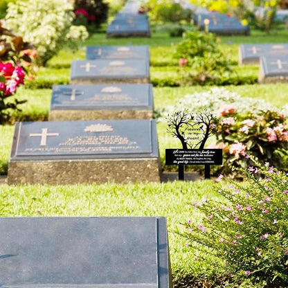 Garden Stake Graves Cemetery Decorations Metal Memorial Grave Markers Family Tree Graveyard Commemorative Plaque for Dad Mom Remembrance Plaque Stake Sympathy Graveside Decor Sign for Outdoor