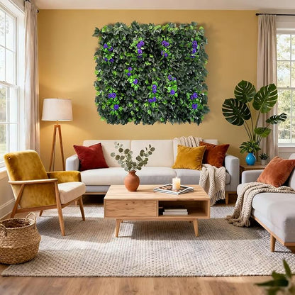 Dense Flowering Ivy Privacy Screen- Realistic Faux Foliage on Expandable Willow Fence for Outdoor, Patio, Balcony Cover & Decorative Shade Panel, UV Protected