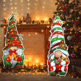 2 Pcs 32 Inch Christmas Decorations Outdoor Lighted Gnomes Decorative Garden Stakes Winter Large Christmas Yard Signs Outside Garden Yard Lawn Porch Holiday Party