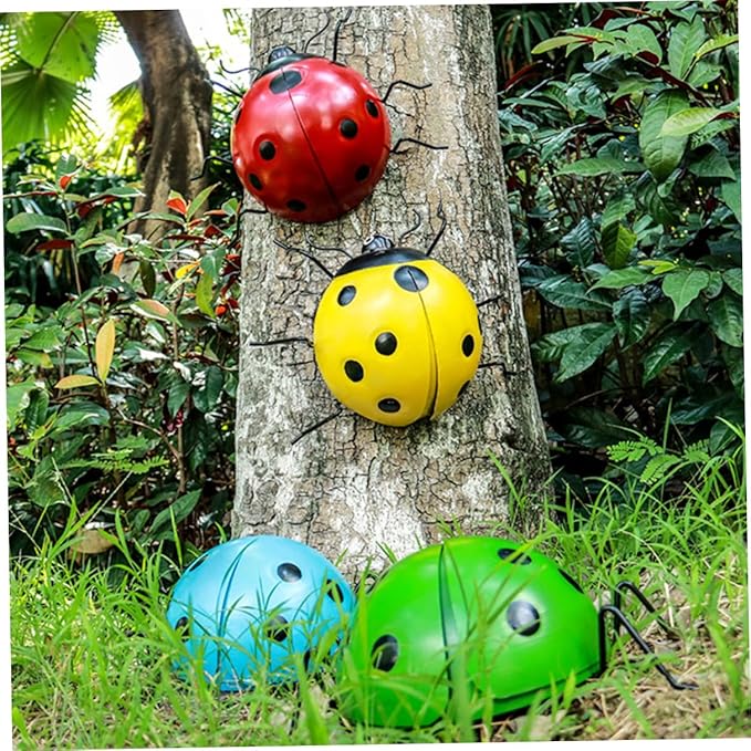 BESPORTBLE Simulated Ladybug Pendant Iron Garden Ornament Outdoor Decor Creative Hanging Artificial Ladybug Sculpture for Patio and Holiday