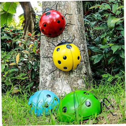BESPORTBLE Simulated Ladybug Pendant Iron Garden Ornament Outdoor Decor Creative Hanging Artificial Ladybug Sculpture for Patio and Holiday