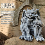 Resin Gargoyle Statue with Intricate Wings and Demonic Skull,Indoor Outdoor Patio Garden Backyard Halloween Home Decor