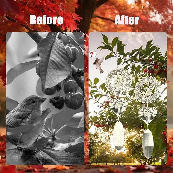 Stainless Steel Wind Spinner,3D Silver Indoor Outdoor Garden Decoration Crafts Ornaments,Metal Wind Chimes for Outside Decor,Decorations to Scare Away Yard Birds (Fairy)