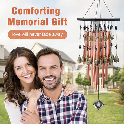 Wind Chimes for Outside,30" Memorial Wind Chimes with 28 Pieces Tubes and 16 Copper Bell for Garden, Patio,Window Hanging Decoration, Bronze Memorial Sympathy Gifts for Mom