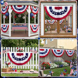 6 x 3 Ft 4th of July Decorations Big American Pleated Fan Flag, 3 Pcs Patriotic Decorations American Flag Bunting, Red White and Blue Half Fan Banner Bunting Flags Outdoor Indoor for Memorial Day Decor