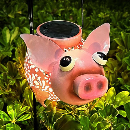 Teaeeno Solar Pig Lantern Lights,Outdoor Garden Pig Statue for Yard,Metal Animal Decor Outdoor,Garden Yard Lawn Backyard Ornament Decor,Home, Lawn, Patio, Resin Animal Ornament, Women/Gardening Gifts