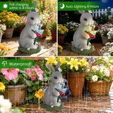 Solar Garden Decor Rabbit with Butterfly Statues Outdoor, Outdoor Figurine Statue Lights, Outdoor Garden Yard Lawn Patio Decoration, Unique House Warming Birthday Present for Women Family