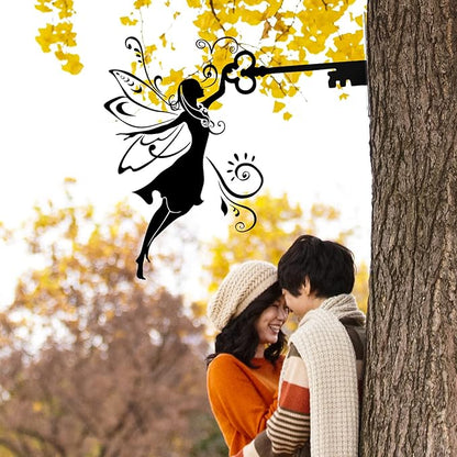 Hotop 3 Pcs Fairy Garden Silhouette Stakes Decoration Metal Fairy Silhouette Statue Butterfly Flower Tree Branch Wall Ornaments for Indoor Outdoor Home Yard Patio Lawn