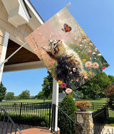 Spring House Flag 28x40 Inch Double Sided, Cat and Butterfly Floral Garden Flags Large Burlap Outdoor Yard Flag for Farmhouse Holiday Outside Decorations