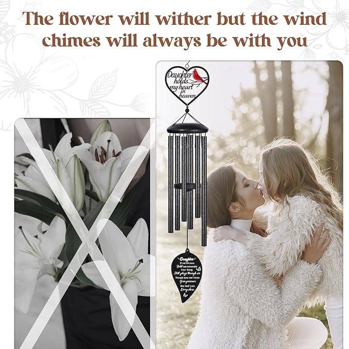 Memorial Gifts for Loss of Daughter Wind Chimes,Sympathy Gifts for Loss of Daughters, Bereavement Remembrance Funeral Condolence Gifts for Loss of Daughter 30“ Memorial Wind Chimes for Loss Loved One