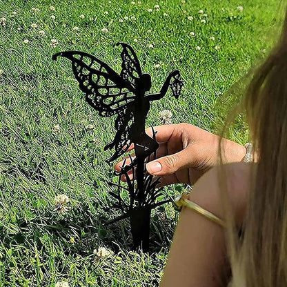 6-Piece Decorative Garden Stakes，Garden Decoration, Metal Flower Fairy，Fairy Garden Decor