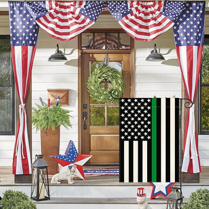 AVOIN colorlife Thin Green Line Military and Conservation Garden Flag 12x18 Inch Double Sided Outside, American Stars and Stripes Patriotic Yard Outdoor Decoration