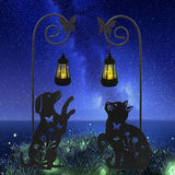 Solar Dog and Cat Lantern Garden Stakes - Outdoor Decorative Solar Lights for Yard, Patio, Pathway - Weatherproof Metal Pet Stake with Auto Night Lighting