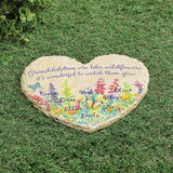Fox Valley Traders Custom Grandchildren Wildflowers Garden Stone, 100% Resin, Outdoor Décor - Measures 10" x 9 1/2", 8 Names