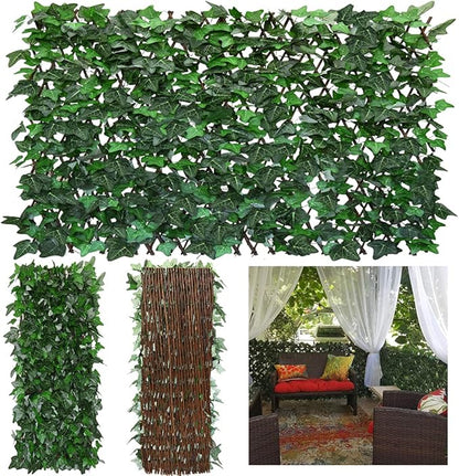 GLANT Expandable Fence Privacy Screen for Balcony Patio Outdoor,Decorative Faux Ivy Fencing Panel,Artificial Hedges (Single Sided Leaves) (4, Green-Ivy)