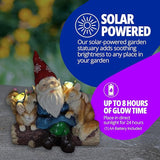 Exhart Garden Gnome, Solar Squirrel and Fox Friends Garden Sculpture, LED Birds, Outdoor Lawn and Yard Decoration, 14 x 8 x 13.5 Inch, Multicolor, Resin