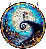 GENANY Spooky Stained Glass Window Hanging, Spring Sun Catcher with Metal Chain and Hook, Romantic Gifts for Women Friends Family, Garden Decor, Housewarming Gifts, Outdoor Decor
