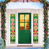 Ivenf Christmas Decorations Outdoor Yard: Large Peppermint Giftbox Front Porch Sign Set, Hanging Red Green White Door Banner Xmas Decorations for Home Wall Front Door Yard Garage Indoor Outdoor Decor