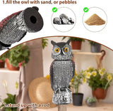 Fake Owl Decoys to Scare Birds Away-15.8 Inch, 2 Pack Rotating Head Sculptures, Nature Enemy Scarecrow Plastic Owl Statues, Bird Control and Pigeon Deterrent Outdoor for Outside, Patio, Yard