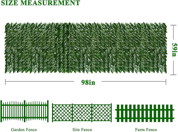 iCover Artificial Ivy Privacy Screen for Fence, 59x98in Strengthened Joint Prevent Leaves Falling Off, Faux Hedge Panels Greenery Vines, Decorative Fences for Outdoor, Garden