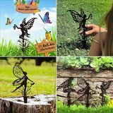 Tipmant Metal Iron Art Decoration Flower Fairy Silhouette Decorative Stakes Statues Ornament Crafts for Outdoor Gardens, Yard, Courtyards, Parks, Lawns, Potted Plants, Corridors etc. – 3 Pack