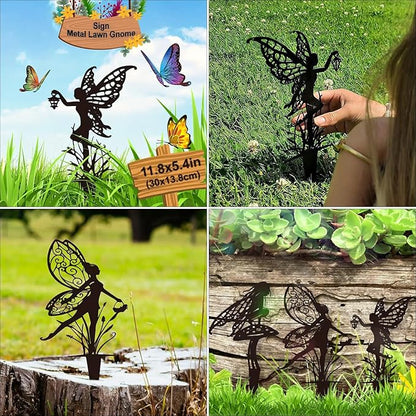 Tipmant Metal Iron Art Decoration Flower Fairy Silhouette Decorative Stakes Statues Ornament Crafts for Outdoor Gardens, Yard, Courtyards, Parks, Lawns, Potted Plants, Corridors etc. – 3 Pack