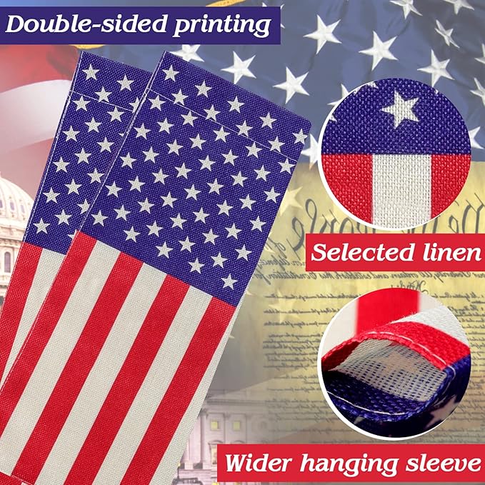 URSKYTOUS American Garden Flag Small American Flag Double Sided 12×18 Inch Weatherproof Patriotic USA Garden Flags Outside Thick Burlap Stars and Stripes Flags for Outdoor Yard Patio Lawn Decor