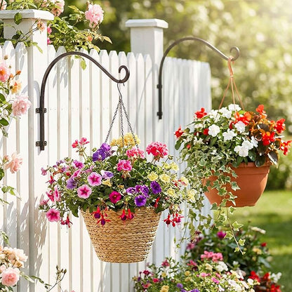 AJART Plant Hanger Bracket Outdoor: 16-Inch Metal Bird Feeder Wall Hooks - 2 Pieces Heavy Duty Plant Hanger Hook for Hanging Flower Baskets