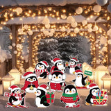 10-Piece Christmas Penguin Yard Signs with Stakes Decorations – 10 Assorted Designs 12 Inches Large Holiday Penguin Signs for Outdoor Garden and Lawn Winter Party Favor