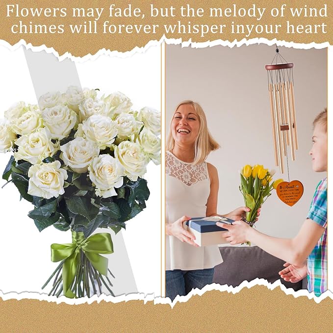 Aunt Wind Chimes Gifts - Birthday Christmas for Aunt from Niece Nephew, Auntie Wind Chimes for Outside, Garden Patio Porch Decor