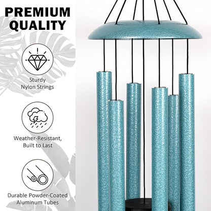 Vanquer Wind Chimes for Outside Deep Tone - 38'' Wind Chimes Outdoor Clearance, Deep Tone, Windchimes Outdoors, Memorial, Sympathy Gifts, Garden Patio Yard, Home Décor (38" Mist Blue)