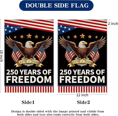 250th Anniversary America Garden Flag, 250 Anniversary USA Flag Patriotic Banner 250 Years of Freedom Yard Sign Eagle Design 4th of July Double-Sided Waterproof 1776-2026 Commemorative Flag 12x18 Inch