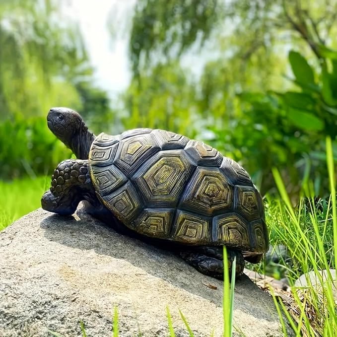 Large Turtle Statues for Garden, 21.2" x 12.5" x 9" Realistic Tortoise Outdoor Sculpture, Weather-Resistant Resin Figurine for Patio, Lawn, and Backyard Decor, Housewarming Gift