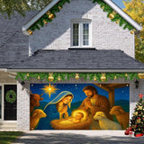 HOMETITUTE Christmas Garage Door Banner 13x6ft Nativity Scene Holy Family Star Backdrop Banners for Outside Indoor Winter Door Cover Garage Wall Covering for Party Garage Decorations