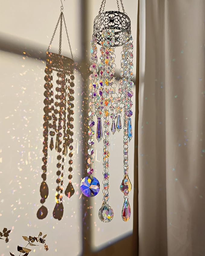Crystal Chandelier Suncatchers for Indoor Windows Hanging Sparkly Decorations with Prism Beads Sun Catcher Rainbow Maker Home Decor