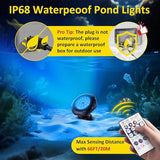 T-SUN Color Changing Submersible Pond Lights with APP and Remote Control, IP68 Waterproof Dimmable Timer Fountain Lights led Underwater for Koi Fish Tank Aquascape Waterfall Landscape(Set of 3)