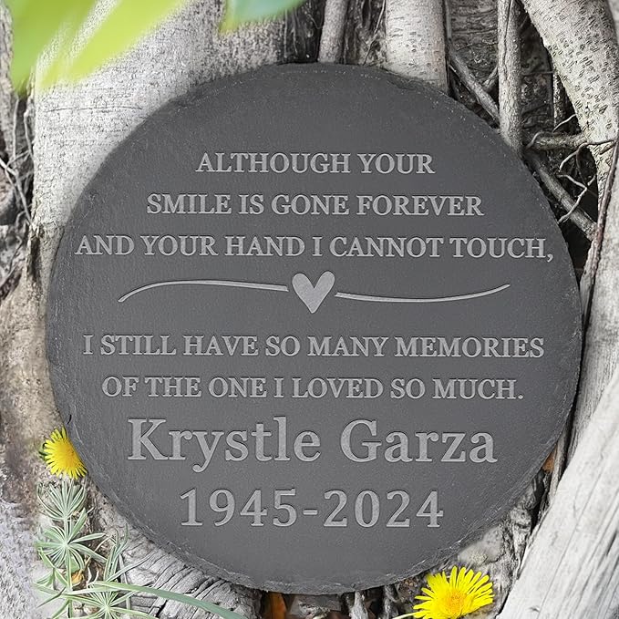 Memorial Garden Stone - Personalized Bereavement Gift for Loss of Loved One - Still Have So Many Memories - Round