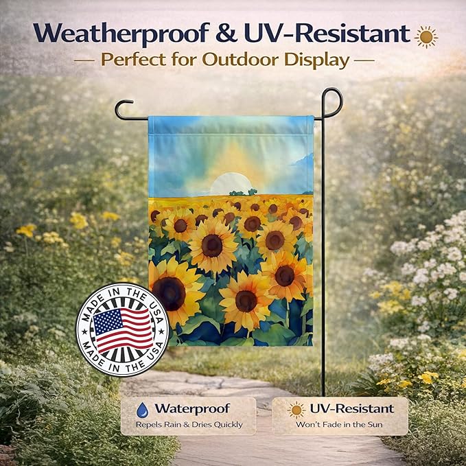 Caroline's Treasures Kansas Sunflowers in Watercolor Garden Flag Mailbox Flag Decorative Yard Flag Banner Outside Patio Artwork Yard Flower Beds, Garden Size, Multicolor