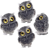 Nupuyai 3 inches Orgone Resin Crystal Chips Tumbled Stone Owl Statue, Mini Hand Carved Stone Crystal Animal Figurines for Tabletop Indoor Outdoor, Black Obsidian