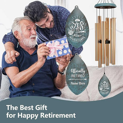 ASTARIN Personalized Happy Retirement Wind Chimes, Tree of Life Retirement Wind Chimes Gifts for Women/Men Teacher Coworker 2025, Going Away Farewell Gifts, Deep Tone Larde Wind Chime(Produced in USA)