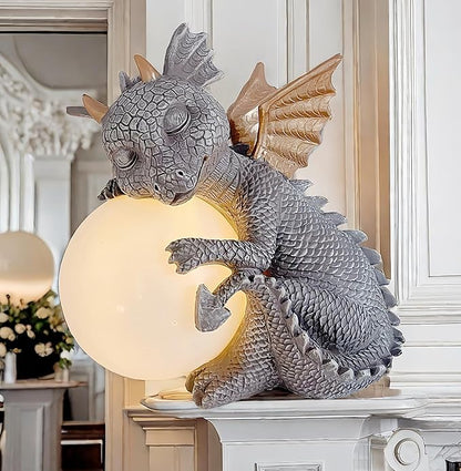 8.7" Solar Dragon Garden Statue,LED Figurine Light,Resin Outdoor Sculpture,Solar Patio Accent Decor,Night Garden Light Statue,Powered Sculpture Yard Art,Landscape Decor,Path Light Ornament