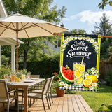 Nuxovilar Large Summer Garden Flag Hello Sweet Summer Lemon Watermelon Daisy Pattern Polyester 28×40 Inches Garden Flags for Outside Seasonal Decor Yard Porch Lawn