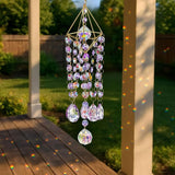 HDCRYSTALGIFTS 21.5inch Crystal Prisms Suncatcher for Window Hanging, Rainbow Maker Crystal Sun Catcher Indoor Window Glass Wind Chimes Home Garden Decor, Purple