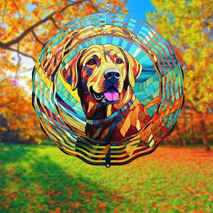 Labrador Retriever Wind Spinner Dog Memorial Gifts, Vibrant 3D Kinetic Aluminum Metal Yard Art, Loss of Dogs Sympathy Gifts, Hanging Outdoor Garden Decor, 8" Wind Sculptures for Patio, Porch (LR 6)