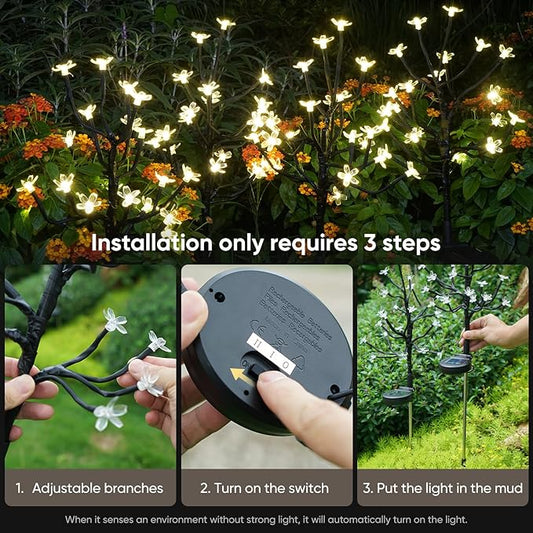 Solar Garden Lights Outdoor Waterproof,Garden Decor Solar Flowers For Outside Decorative,4Pack 2Modes Solar Powered Fairy Outdoor Decorations for Yard Patio Pathway, Gardening Gifts Mothers Day