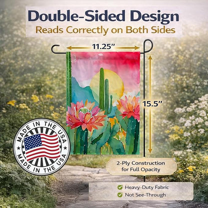 Caroline's Treasures Arizona Saguaro Cactus Blossom in Watercolor Garden Flag Mailbox Flag Decorative Yard Flag Banner Outside Patio Artwork Yard Flower Beds, Garden Size, Multicolor