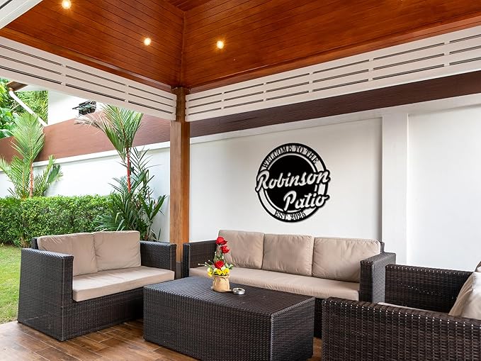 Personalized Patio Signs Outdoor Custom Deck Signs and Decor Outdoor Welcome to Our Backyard Bar And Grill Sign Wall Decor Backyard Metal Sign Personalized Outdoor Signs for Patio Housewarming Gift