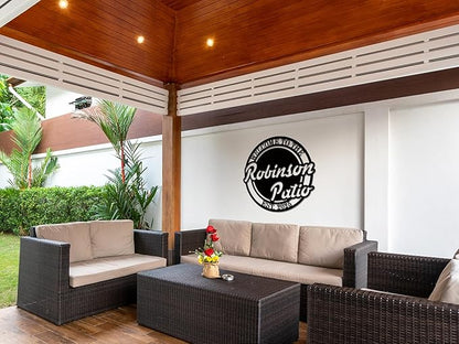 Personalized Patio Signs Outdoor Custom Deck Signs and Decor Outdoor Welcome to Our Backyard Bar And Grill Sign Wall Decor Backyard Metal Sign Personalized Outdoor Signs for Patio Housewarming Gift